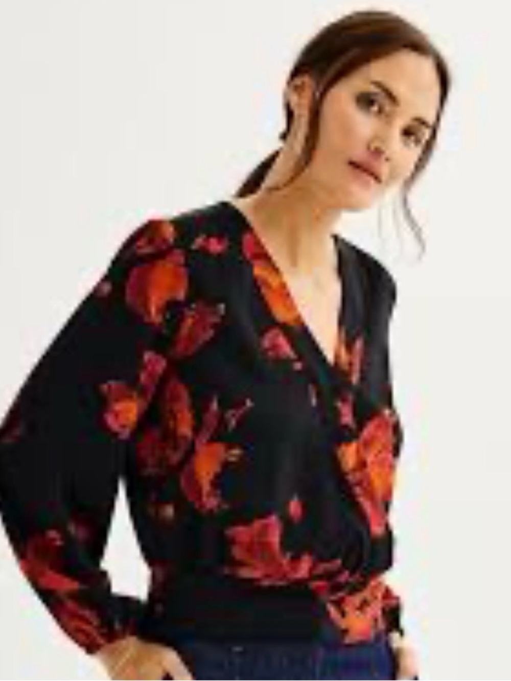 Women's Nine West Long Sleeve Surplice Popover Blouse